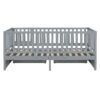 Twin Size Daybed With Fence Guardrails And 2 Drawers, Split Into Independent Floor Bed & Daybed - Gray - Image 16