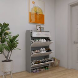 High Glossy Doors Shoe Rack 3 Doors Shoe Cabinet With 2 Drawers - Medium Gray