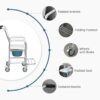 Homcom - Shower Commode Wheelchair, Padded Seat, 330 Lbs - White - Image 5