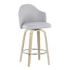 Ahoy - Mid-Century Modern Fixed Height Counter Stool With Natural Legs / Round Chrome Footrest (Set of 2) - Light Gray - Image 2
