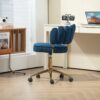 Modern Home Office Desk Chair With Adjustable Height And Swivel Wheels - Navy - Image 8