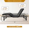 Adjustable Bed Base Frame With Quiet Motor, King Size, Zero Gravity, USB Ports, Under Bed Nightlight - Antique Black - Image 3