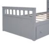 Twin Loft And Platform Bed With 7 Drawers And Full Guardrails, Modern L Shaped Space Saving - Gray - Image 11