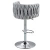 360 Degree Swivel Bar Stools Adjustable Counter Height Bar Chairs With Woven Back & Footrest, Silver Chromed Bar Stools For Kitchen Island (Set of 2) - Gray - Image 4