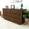 Lola - Mid-Century Modern Dresser With 6 Drawers - Dark Brown - Image 11