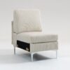 Modular Sectional Sofa Armless Seat Module, Corduroy Sectional Couch, Single Couch Modular Armless Accent Chair With Back Cushion - Beige - Image 8