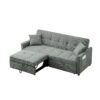 3 In 1 Convertible Sleeper Sofa Bed, Modern Fabric Loveseat Futon Sofa Couch Pullout Bed, Small Love Seat Lounge Sofa Reclining Backrest, Pillows, Pockets, Home Furniture For Living Room - Gray - Image 13