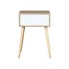 Side Table With 1 Drawer, Mid-Century Modern Storage Cabinet For Bedroom - White / Wood - Image 5