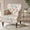 Vitality - Club Chair With Button Tufted Diamond Stitching And Turned Legs - Blue / White - Image 4