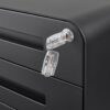 3 Drawer Mobile File Cabinet Under Desk Office, Simple Style Versatile Storage Cabinet For Legal / Letter / A4 Files, 5 Wheel Design Anti-Tilting Cold Rolled Steel Waterproof Moisture-Proof - Black - Image 6