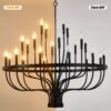 24 Light Chandelier Industrial Iron Candle Chandelier Modern Suspended Farmhouse Chandeliers Pendant Light Fixtures For Dining Room Bedroom Living Room Kitchen Island Foyer E12 Bulb (No Include) - Black - Image 8