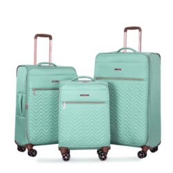 4 Piece Set (16/20/24/28), Softshell Suitcase Spinner Wheels Terylene Luggage Sets Carry On Suitcase Luggage Lightweight Durable Suitcase - Green