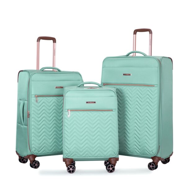 4 Piece Set (16/20/24/28), Softshell Suitcase Spinner Wheels Terylene Luggage Sets Carry On Suitcase Luggage Lightweight Durable Suitcase - Green