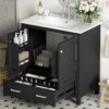 Bathroom Vanity With Single Sink, Combo Cabinet Undermount Sink, Bathroom Storage Cabinet With 2 Doors And A Drawer, Soft Closing, Multifunctional Storage, Solid Wood Frame - Black - Image 28