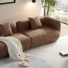 Sectional Sofa With Durable Fabric, Solid Wood Frame, And High Density Sponge Fill - Camel - Image 8