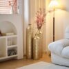 Floor Metal Vases Decorated White Metal Vases (Set of 3) Gorgeous Home Decoration Large Glazed Metal Vases - Golden - Image 8