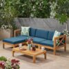 Radiat 5 Piece Outdoor L Shaped Sof Set With Coffee Table And Water Resistant Cushions - Teak - Image 2