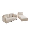 Multi Module Combination Style Sofa For Living Room And Other Lounge Spaces, Modern Minimalist Corduroy Combination Sofa With 2 Comfort Cushions With USB & C Charging Ports, 2 Sets - Beige - Image 11