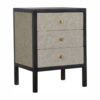 Faux Leather Nightstand, 3 Drawer - Black - Image 2