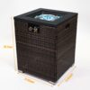 Wicker Fire Pit Column With Glass Wind Guard - Dark Brown - Image 8
