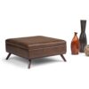 Owen - Square Coffee Table Storage Ottoman - Distressed Chestnut Brown - Image 8