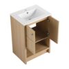 Modern 24" Freestanding Bathroom Vanity With Ceramic Sink And Soft Closing Doors - Oak - Image 19