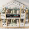 Twin Over Twin House Bunk Bed With White Storage Staircase And Blackboards - White - Image 19
