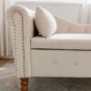 Chaise Lounge Indoor, Velvet Lounge Chair For Bedroom With Storage & Pillow, Modern Upholstered Rolled Arm Chase Lounge For Sleeping With Nailhead Trim For Living Room Bedroom Office - Beige - Image 11