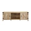 Rustic Farmhouse Double Barn Door 70" TV Stand For 80" TVs With Center Shelves - White Oak - Image 3