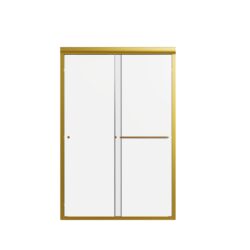 Semi Frameless Double Sliding Shower Door - Brushed Gold