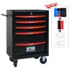 Rolling Metal Tool Chest With 5 Drawers, 20" Steel Storage Cabinet With Ball Bearing Slides - Black / Red - Image 5