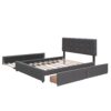 Queen Size Upholstered Platform Bed With 2 Drawers And 1 Twin Long Trundle - Dark Gray - Image 4