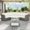 Patio Furniture Set Outdoor Daybed Rattan Sectional With Cushions And Center Table - Beige - Image 15