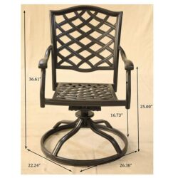 Outdoor Patio Aluminum Swivel Rocker Dining Chair With Cushion (Set of 2) - Navy Blue