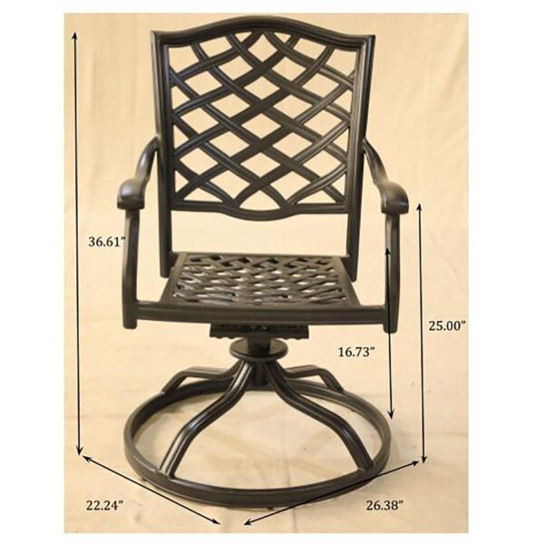 Outdoor Patio Aluminum Swivel Rocker Dining Chair With Cushion (Set of 2) - Navy Blue