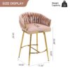 Counter Height Bar Stools Kitchen Island Counter Bar Stool With Hand - Wave Back, Golden Chromed Base And Footrest (Set of 2) - Pink - Image 10