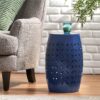 Outdoor Lace Cut Side Table - Navy Blue - Image 2