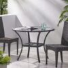 Bistro Table With Iron Frame And Glass Top - Gray - Image 4