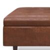 Shay - Mid Century Large Square Coffee Table Storage Ottoman - Distressed Saddle Brown - Image 4