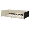 Queen & Twin Long Size Upholstered Platform Bed, Mother & Child Bed - Beige - Image 3