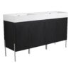 Deluxe 60" Freestanding Bathroom Vanity With Resin Double Sink - Dark Oak - Image 13