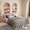 Queen Pull Out Sofa Bed, 3 In 1 Convertible Sleeper Sofa Multifunctional Velvet Loveseat Bed - Pink - Image 5