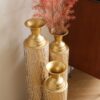 Metal Decorative Vases High Distress Metal Center Vases With Growing Vine Patterns, (Set of 3) Vases For Home Decoration - Gold - Image 6