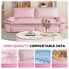 Queen Pull Out Sofa Bed, 3 In 1 Convertible Sleeper Sofa Multifunctional Velvet Loveseat Bed - Pink - Image 15