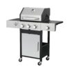 3 Burner Propane Gas Bbq Grill With Side Burner, 37230Btu Output With Enameed Cast Iron Cooking Grids For Outdoor Barbecue, Stainless Steel - Black / Silver - Image 6