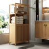 Neutral - Bamboo Storage Cabinet Freestanding With 2 Doors For Bathroom, Living Room, Kitchen, And Entryway - Neutral - Image 4