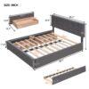 Queen Size Upholstered Platform Bed With 2 Drawers And 1 Twin Long Trundle - Dark Gray - Image 21