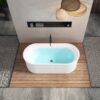 Acrylic Freestanding Bathtub-Acrylic Soaking Tubs, Fluted Style Freestanding Bathtub With Integrated Slotted Overflow And Brushed Nickel Toe-Tap Drain, 02149-Bn - Glossy White - Image 5