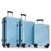 3 Piece Luggage Sets Lightweight Suitcase With Two Hooks, Spinner Wheels, (20/24/28) - Aqua Blue - Image 16