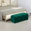 Upholstered Fabric Storage Ottoman Bench With Safety Hinge For Living Room & Bedroom - Green - Image 5